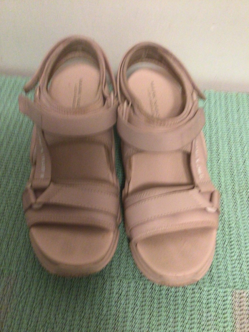 Mark Mason leather and fabric open toe sandals